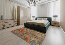 Contemporary Dark Almond Brown Modern Rug in a Bedroom, con2862