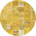 Square Machine Washable Contemporary Yellow Rug, wshcon2865