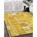 Contemporary Yellow Patchwork Rug in Family Room, con2865