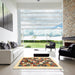 Square Contemporary Sienna Brown Solid Rug in a Living Room, con2866