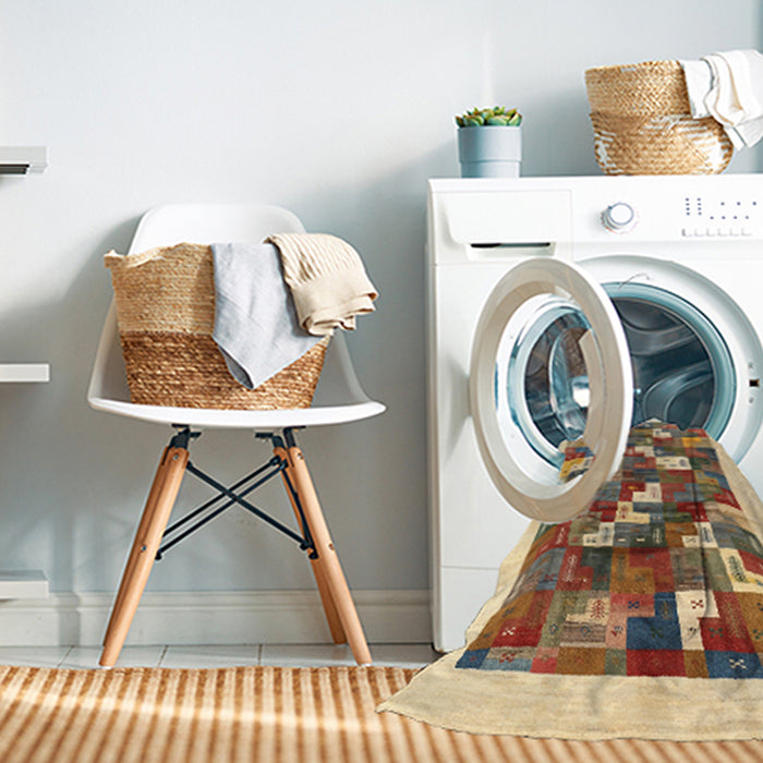 Machine Washable Contemporary Sienna Brown Rug in a Washing Machine, wshcon2866