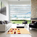 Square Contemporary Sun Yellow Solid Rug in a Living Room, con2867