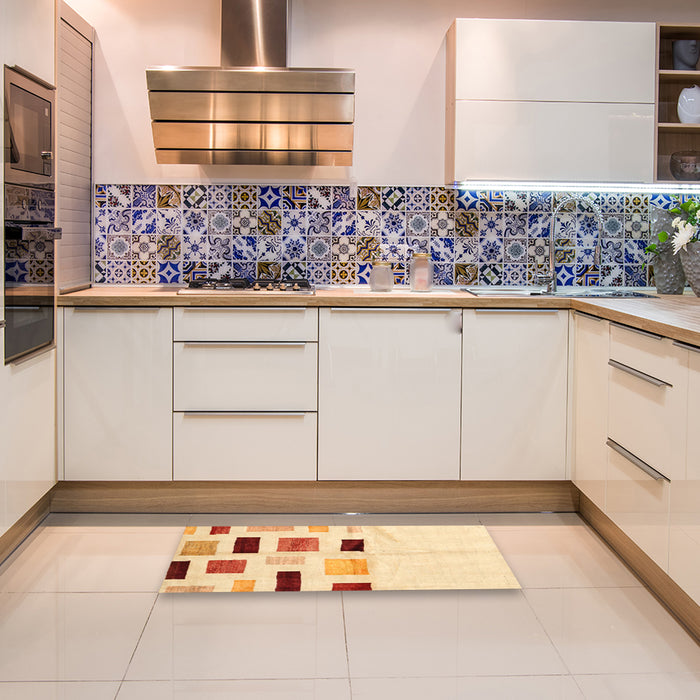 Contemporary Sun Yellow Solid Rug in a Kitchen, con2867