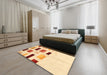 Contemporary Sun Yellow Solid Rug in a Bedroom, con2867