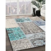 Contemporary Gray Patchwork Rug, con2868