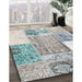 Contemporary Gray Patchwork Rug in Family Room, con2868