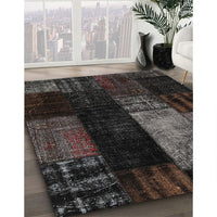 Contemporary Carbon Gray Patchwork Rug, con2869