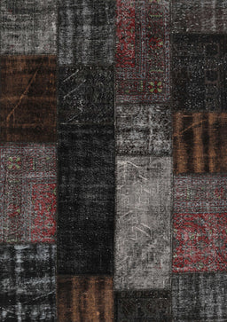 Contemporary Carbon Gray Patchwork Rug, con2869
