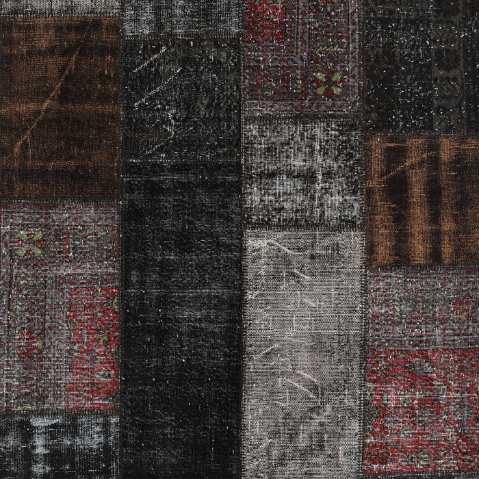 Contemporary Carbon Gray Patchwork Rug, con2869