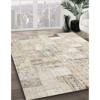 Contemporary Light French Beige Brown Patchwork Rug, con2872