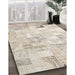 Contemporary Light French Beige Brown Patchwork Rug in Family Room, con2872