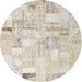 Sideview of Contemporary Light French Beige Brown Patchwork Rug, con2872