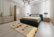 Contemporary Dark Gold Brown Modern Rug in a Bedroom, con2873