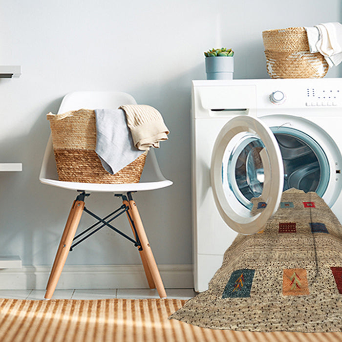 Machine Washable Contemporary Dark Gold Brown Rug in a Washing Machine, wshcon2873