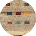 Sideview of Contemporary Dark Gold Brown Modern Rug, con2873