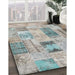 Contemporary Sage Green Patchwork Rug in Family Room, con2874