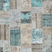 Square Contemporary Sage Green Patchwork Rug, con2874