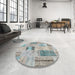 Round Machine Washable Contemporary Sage Green Rug in a Office, wshcon2874