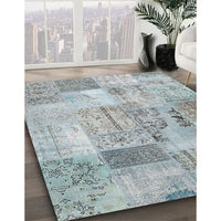 Contemporary Silver Gray Patchwork Rug, con2875