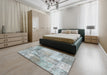 Machine Washable Contemporary Silver Gray Rug in a Bedroom, wshcon2875