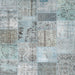 Square Contemporary Silver Gray Patchwork Rug, con2875