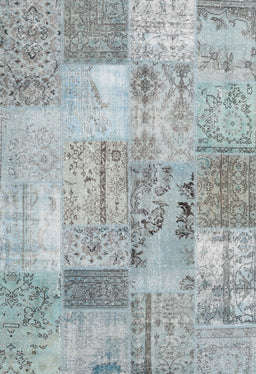 Contemporary Silver Gray Patchwork Rug, con2875
