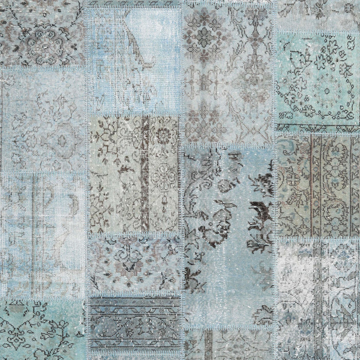 Contemporary Silver Gray Patchwork Rug, con2875