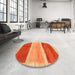 Round Contemporary Neon Red Modern Rug in a Office, con2876