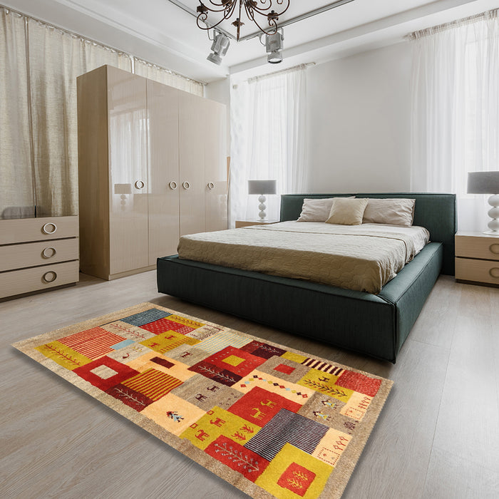 Machine Washable Contemporary Red Rug in a Bedroom, wshcon2877