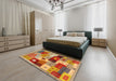 Contemporary Red Modern Rug in a Bedroom, con2877