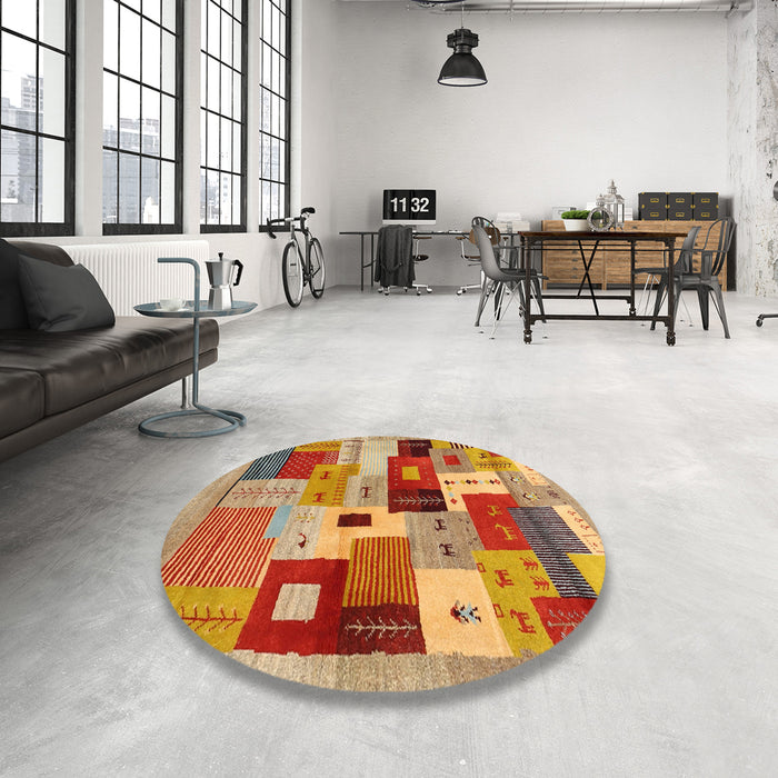 Round Machine Washable Contemporary Red Rug in a Office, wshcon2877