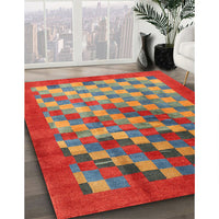 Contemporary Khaki Green Checkered Rug, con2878