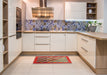 Contemporary Khaki Green Checkered Rug in a Kitchen, con2878