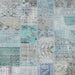 Square Contemporary Light Steel Blue Patchwork Rug, con2879