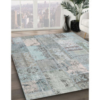 Contemporary Gunmetal Gray Patchwork Rug, con2880