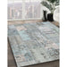 Contemporary Gunmetal Gray Patchwork Rug in Family Room, con2880