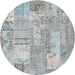 Sideview of Contemporary Gunmetal Gray Patchwork Rug, con2880