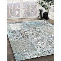 Contemporary Gunmetal Gray Patchwork Rug, con2881