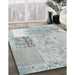 Contemporary Gunmetal Gray Patchwork Rug in Family Room, con2881