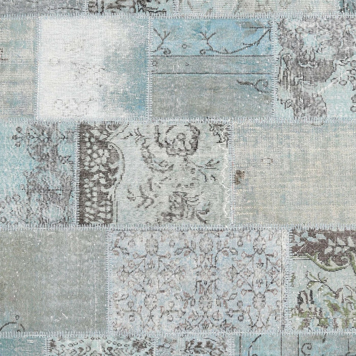Contemporary Gunmetal Gray Patchwork Rug, con2881