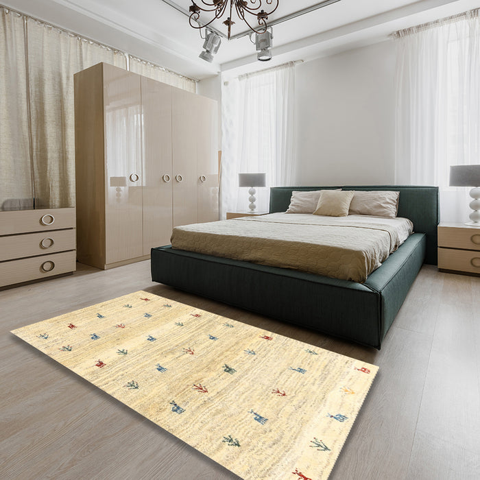 Machine Washable Contemporary Sun Yellow Rug in a Bedroom, wshcon2882