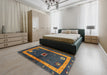 Contemporary Brown Modern Rug in a Bedroom, con2883