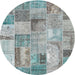 Square Machine Washable Contemporary Grayish Turquoise Green Rug, wshcon2885