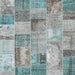 Square Contemporary Grayish Turquoise Green Patchwork Rug, con2885