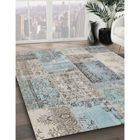 Contemporary Sage Green Patchwork Rug, con2886