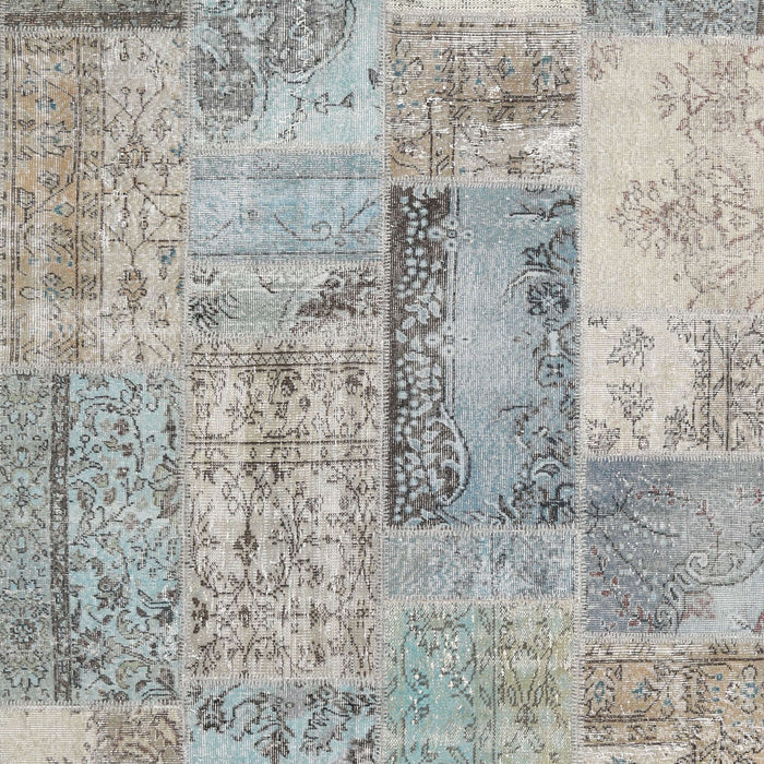 Contemporary Sage Green Patchwork Rug, con2886