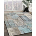 Contemporary Sage Green Patchwork Rug in Family Room, con2886