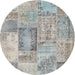 Sideview of Contemporary Sage Green Patchwork Rug, con2886