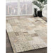 Contemporary Light French Beige Brown Patchwork Rug in Family Room, con2887