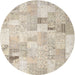 Sideview of Contemporary Light French Beige Brown Patchwork Rug, con2887